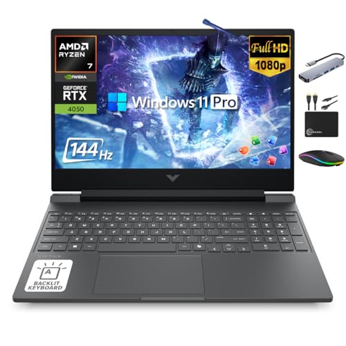 HP Victus 15.6�C���` �Q�[�~���O�m�[�g�p�\�R�� 144Hz 2025-2026 �r�W�l�X�AAI�R���s���[�^�[�A���C�t�^�C���I�t�B�X�ARyzen 7 7445HS�ANVIDIA RTX 4050�A64GB RAM�A2.5TB�X�g���[�W (2TB