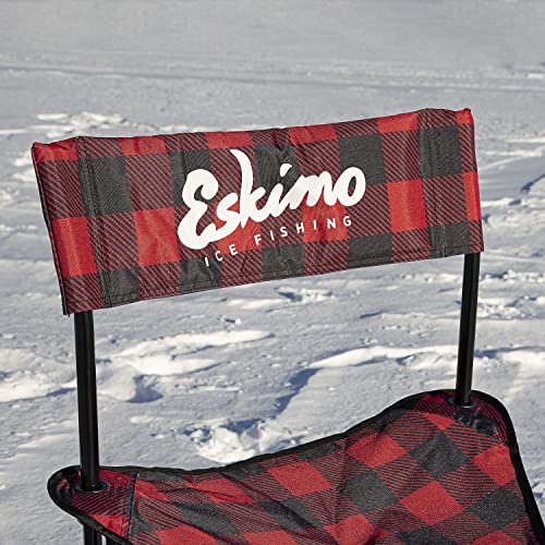 Eskimo Folding Ice Chair, Standard, Buffalo Plaid Adjustable Height, Alloy Steel Red/Black #TOP5