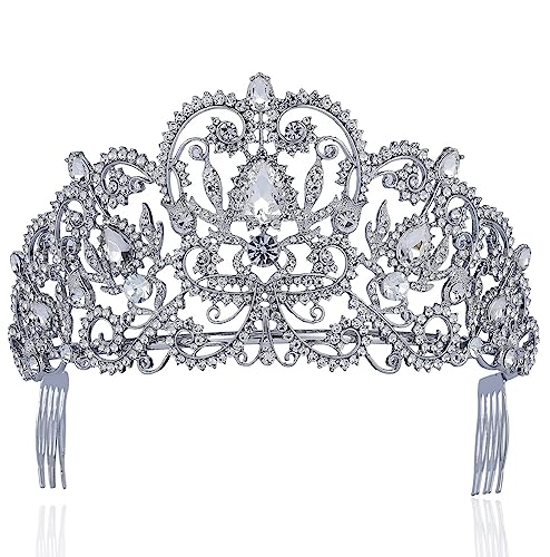 Tiara de cristal transparente corona victoriana con peinetas para novia boda fiesta