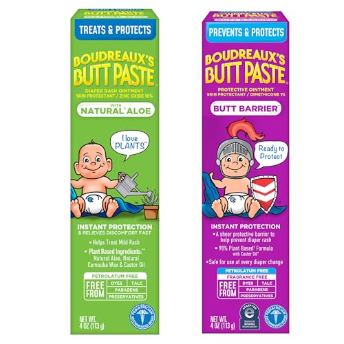 Image of Boudreaux's Butt Paste 4oz Butt Barrier Ointment and 4oz Natural Aloe Diaper Rash Ointment
