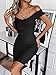 meilun Women's Off Shoulder Bandage Dress Bodycon Party Wedding Guest Dress(Black,M)