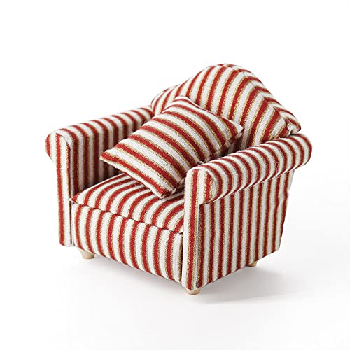 Odoria 1/12 Cadeira de Braços Miniatura Recliner Móveis para Casa de Bonecas Acessórios, Listras