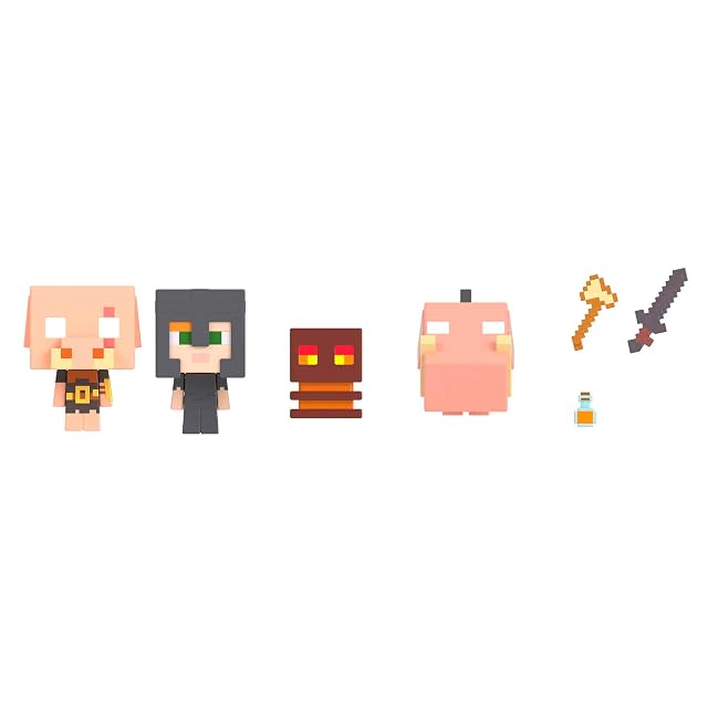 Foto 4 de 5 de Minecraft Mob Head Minis Batalla de fuego en el Nether Pack figuras de acción pequeñas