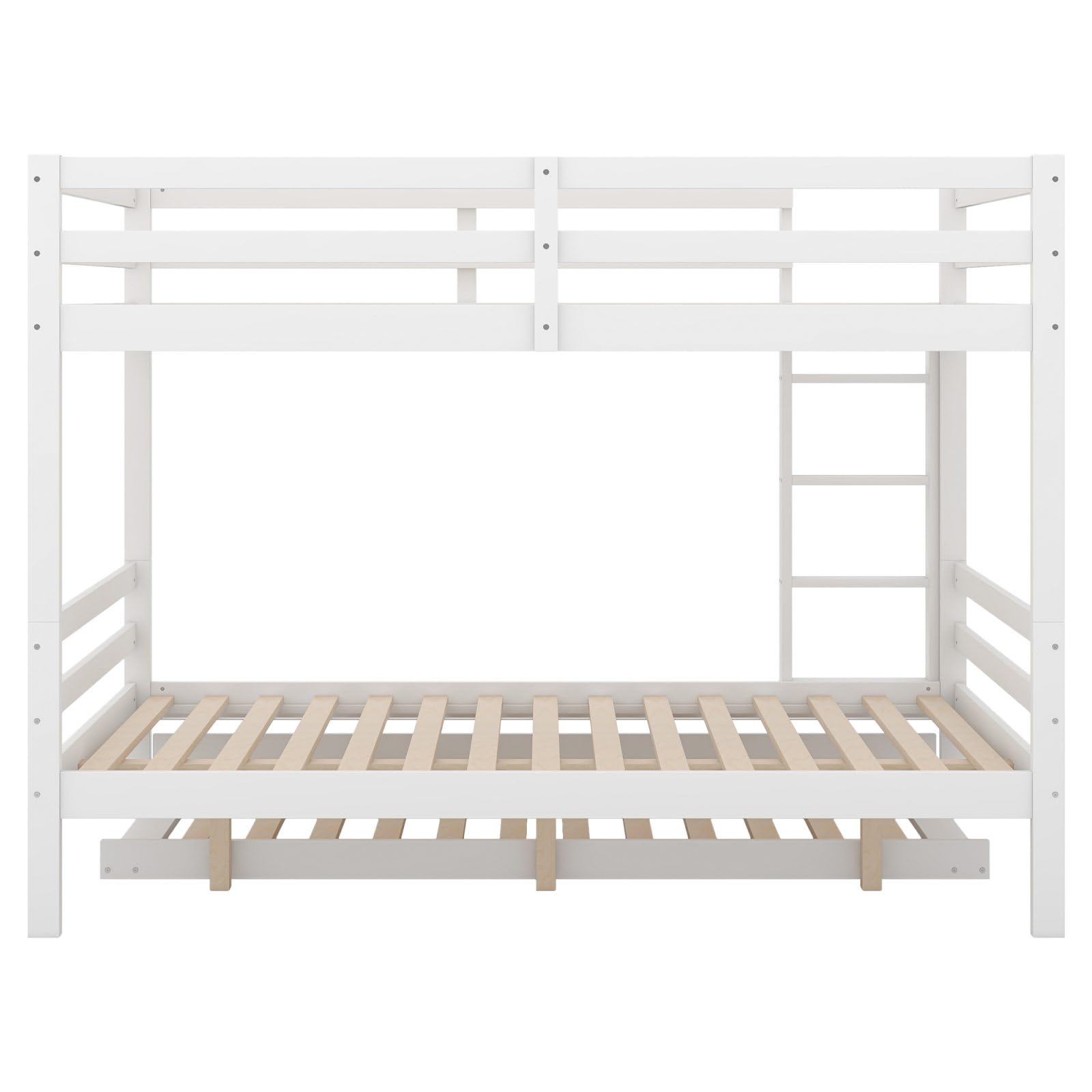 Sweiko Lits superposés 140 * 200cm, Lits pour Enfants avec Lits escamotables, Cadres de lit avec Garde-Corps Hauts, escaliers Stables,White