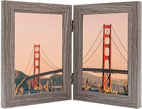 Frametory, Hinged Picture Frame with Glass Front Made to Display Two Pictures, Stands Vertically on  - //coolthings.us