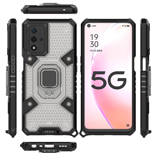 Image of zivite Thermoplastic Polyurethane Tough Armor Bumper Back Case Cover For Oppo A93 5G / A93S 5G|Ring Holder & Kickstand In-Built|360 Degree Protection Back Case Cover For Oppo A93 5G / A93S 5G (Black)