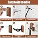 Guitar Wall Mount 4 Pack, Black Walnut Wood Guitar Holder with Rotatable Soft Guitar Hook for All Size Guitars, Hardwood U-Shaped Guitar Wall Hanger Mount for Acoustic Electric Guitar Bass Banjo