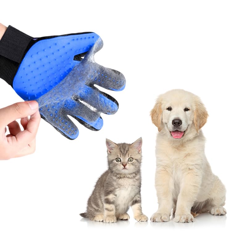 Image of Enhanced Pet Grooming Hair Removal Massage Glove - Pair