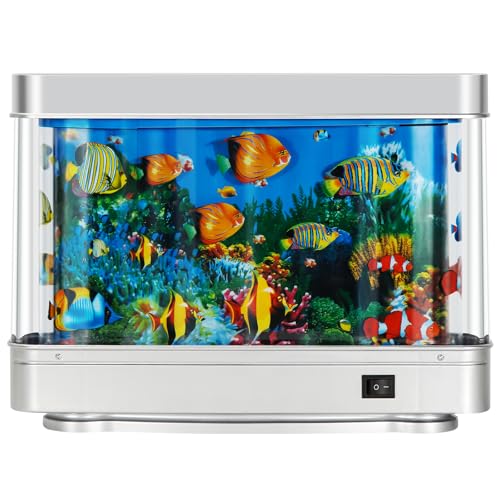 Fake Aquarium LED Night Light Decorative Lamp Artificial Tank for Bedroom Office Dining Room Home Decoration Gift for and Cat