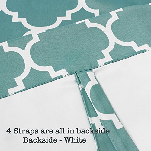 Rod Pocket Blackout Curtain Tie Up Balloon Shade Window Panels For Living Room/Bedroom Printed Teal Pattern 42W X 63 One Panel #TOP4