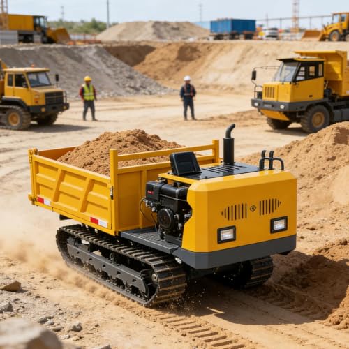 1.2T Compact Hydraulic Crawler Dumper with Rubber Tracks, Mini Track Carrier for Steep Slopes, Farm Work, Construction & All Terrain Transport