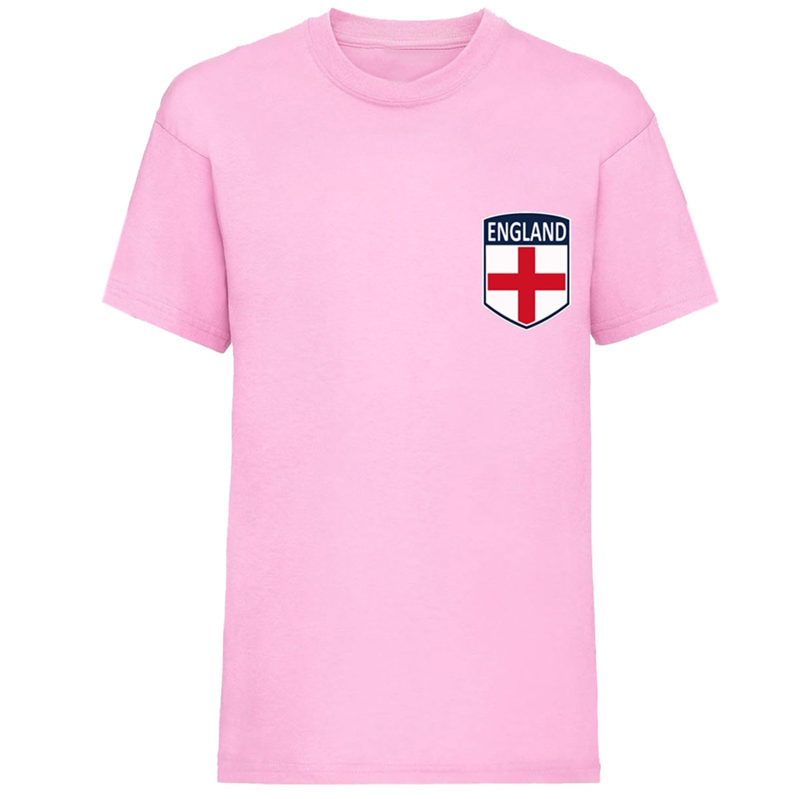 World Football 2026 England Kids Adult T Shirt Soccer Fan Graphic Unisex Top Men's England Flag Badge TEE Pink