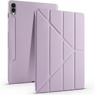 Samsung Galaxy Tab S9 FE Plus 12.4 ile Uyumlu Standlı Kalem Bölmeli Akıllı Kılıf, Smoke Purple