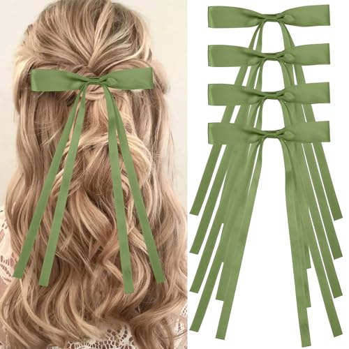 Set de 4 pinzas de lazo para cabello verdes y azules miniatura 1