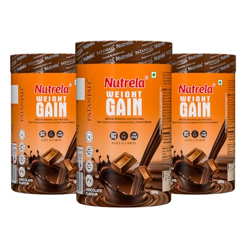 Nutrela Weight Gainer | 500g Chocolate Flavour (Pack of 3)| High-Calorie Mass Gainer with Vitamins & Khandsari Sugar | Ideal for Men & Women