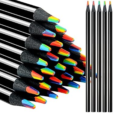 AMAZON - nsxsu 7 in 1 Rainbow Pencils for Kids, Black Wooden Rainbow Colored Pencils Bulk, Multicolored Pencils Assorted Colors Art Supplies for Adults Drawing Coloring Sketching, Pre-sharpened(36 Pcs)