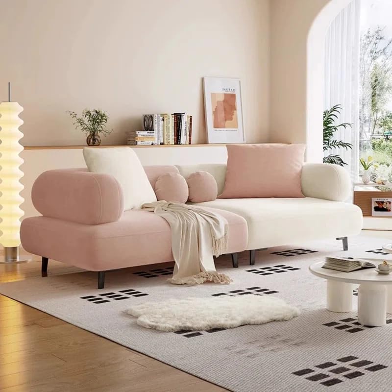 Image of LEGACY OF COMFORT Style Creative 3-Seater Sofa - Modern Elegance for Your Living Room (Baby Pink /White)