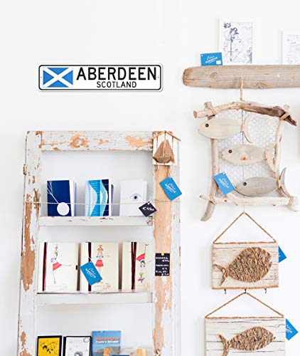 Aberdeen, Scotland - Scotland Flag Street Sign - Metal Novelty Sign For Home Decoration, Sign Wall Decor, Man Cave Street Sign, Scotland City Sign - 4X18 Inches #TOP2