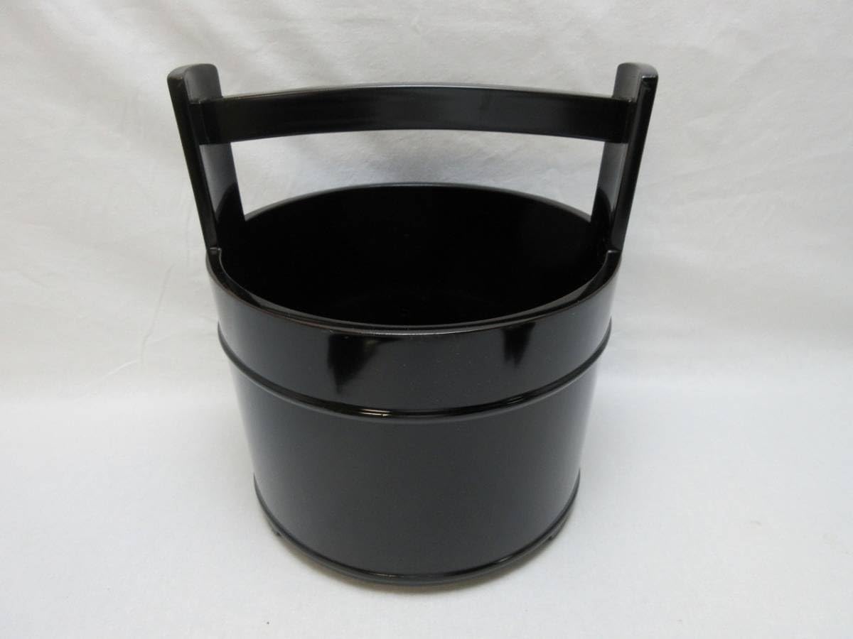 茶道具 【オジー】 塗師 岡本陽斎作 木製黒塗 手桶 水指 水屋道具
