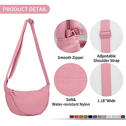 Image of Nylon Crescent Crossbody Bag for Women Purses Trendy Men,Small Travel Sling Bag Hobo