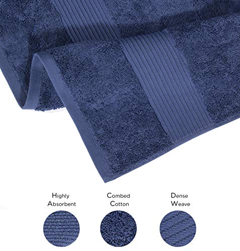 Image of Set of 4 Luxury XL Bath Towels by Bumble - Oversized Bath Towels Extra Large, Hotel Quality Towels, 650 GSM Soft Combed Cotton, Home Spa Bathroom Towels, Thick & Fluffy Bath Sheets (Denim, 4 Pack)