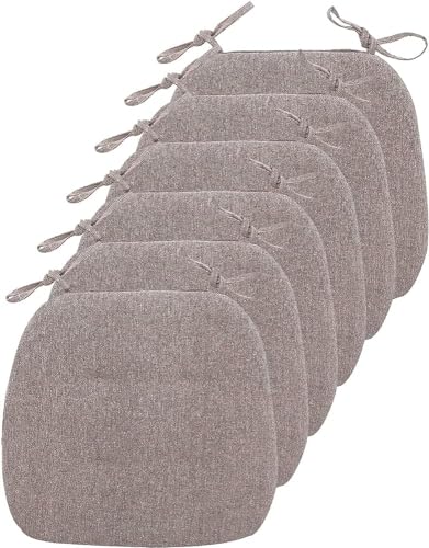 Galette De Chaise avec Attaches, Coussin Chaise Cuisine, Lin éPais Coussins De Chaise D'IntéRieur, Lavable Antidérapant Galette De Chaise Salle à Manger pour Maiso(Size:Pack of 6,Color:Couleur café)