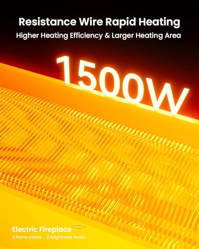 Image of AIRMATE 1500W Electric Fireplace Heater, 22In Electric Fireplace Insert Logs, Fire Places Fireplace 12H Timer, Adjustable Flame Colors & Light Remote Overheat Protection