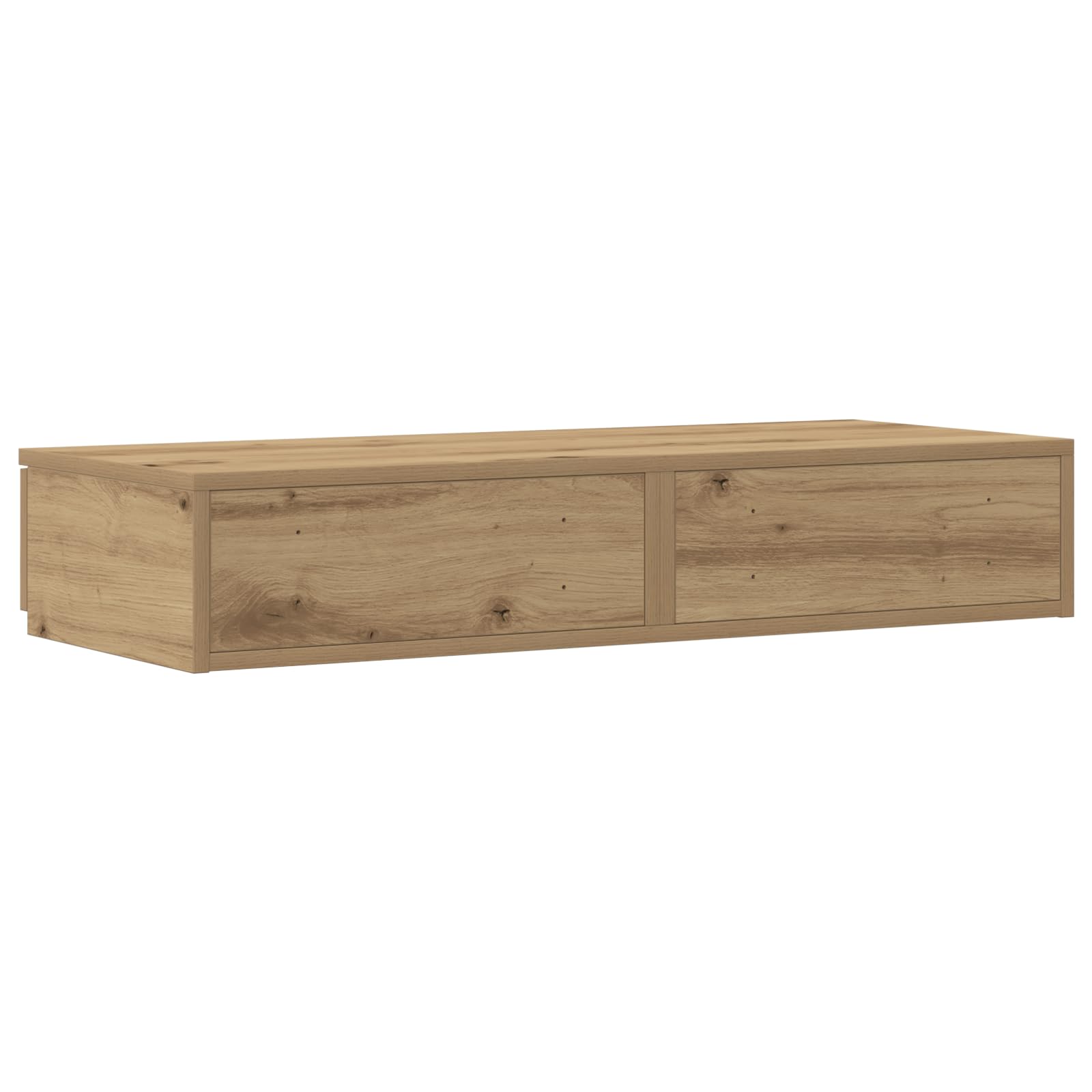 Artisan Eichen Nachttisch mit zwei Schubladen aus massiver Eiche, modernes Design fürs Schlafzimmer, robuster Beistelltisch mit Stauraum, 75 x 36,5 x 16,5 cm
