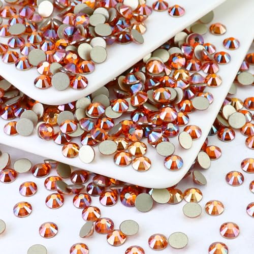 Image of Flatback Crystal Rhinestones Round Gems for Nail Art and Craft Clothes Glue Fix, Amber (1.5-1.7mm) SS4 /1440PCS