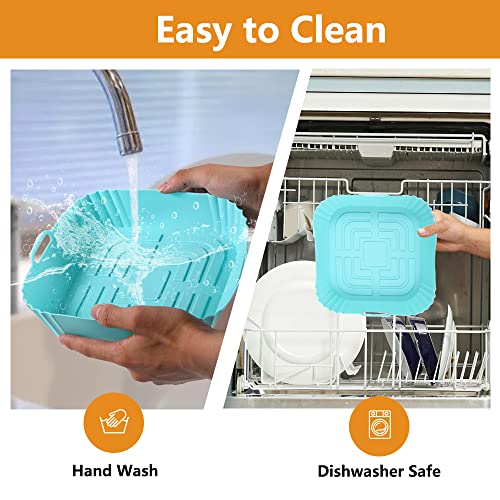 4 Pack Square Silicone Air Fryer Liners For 4-7 Qt Square Air Fryers, Reusable Air Fryer Silicone Liners, Heat-Resistant Air Fryer Liners Silicone Material, Bpa Free And Dishwasher Safe #TOP6
