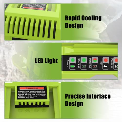 Cargador Ryobi de 40 V OP401 para mantener el cortacésped listo con baterías OP4026 y OP4060 5