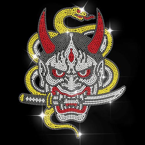 MAYJOYDIY Oni Face Rhinestone Iron-On Transfer Sticker
