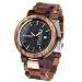 Men's Colorful Wooden Watch, Week & Date Display Quartz Watches Handmade Casual Wood Wrist Watch