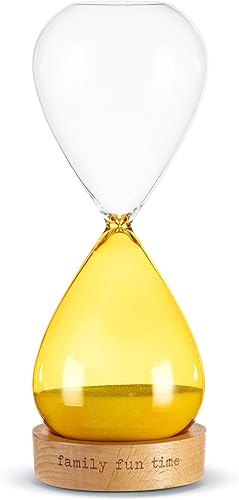 DEMDACO Tiempo de inactividad con papá azul 8.5 x 3 pulgadas, cristal de madera de haya y arena, accesorio de escritorio con temporizador de 30