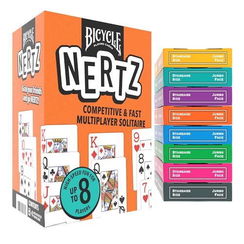 Bicycle Nertz Card Game (Solitaire) , 8 Decks of Jumbo Index Playing Cards, Fast-Paced Multiplayer...