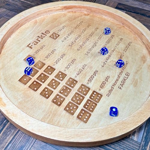 Dice Tray,Wooden Dice Tray for Farkle Classic Dice Game with Tray,Dice Tray for Rolling for Family Party Travel Board Game Gift