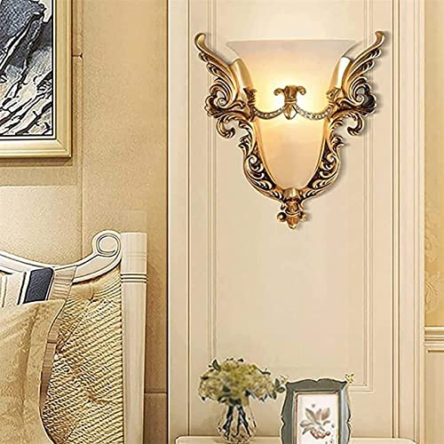 Shubiao Modern Gold Wall Sconce E27 Resin Wall Light With Glass Shade Fantasy Decorative Bedside Lamp For Bedroom Hallway Living Room (Color : Onecolor) #TOP1
