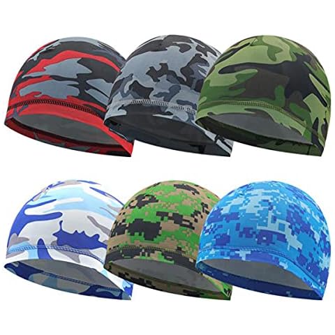 Snadulor 6 Pieces Helmet Cap Cooling Helmet Liner Skull Caps Sweat Wicking Cycling Hat Cooling Beanie Hat(Random Color) Cover