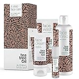 🌿 ANWENDUNG: Wie oft soll ich die Produkte benutzen? Waschen Sie Ihr Gesicht gründlich morgens und abends mit Face Wash, das die Haut von Schmutz und anderen Unreinheiten befreit, welche die Poren verstopfen können. Anschließend reinigen Sie Ihre Haut tiefgründig mit Face Tonic. Zum Schluss cremen Sie Ihr Gesicht mit Face Cream ein, um die Haut vor dem Austrocknen zu bewahren. Für Soforthilfe gegen einen lästigen Pickel, der plötzlich auftaucht, können Sie den Spot Stick benutzen.