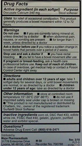 Docusate Calcium 240 Mg Stool Softener Softgels Generic For Surfak 100 Softgels Per Bottle Pack Of 2 Bottles #TOP1