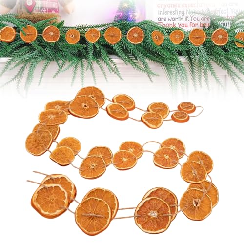 Tirdkid 10ft Dried Orange Garland – Natural Dried Orange Slices Christmas Decor for Indoor, Front Door, Fireplace & Christmas Tree – Realistic Farmhouse Holiday Garland Decoration