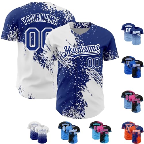 Camiseta de béisbol degradada para hombres y mujeres, personalizada para equipos con nombre y número bordados miniatura 1