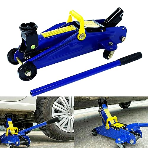 AUTOFU Cric Hydraulique - Capacité 2 Tonnes - Rouleur - Plage de Levage 135-320mm - Pour Voiture/SUV/MPV - avec Coffret