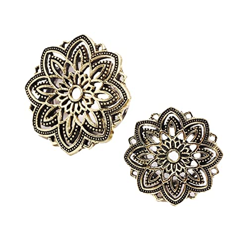 Agobel Kit Piercing et Écarteur, Tunnel Oreille Acier Chirurgical 18mm 2Pcs Bronze Ecarteur Oreilles Forme De Fleur Creuse pour Femmes 11/16 inch Cover