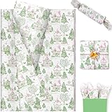 100 Sheets Pink Xmas Toile Tissue Paper, 20 x 14in Coquette Bows and Preppy House Tissue Paper for Christmas Gift Wrapping DIY Craft Winter Holidays Gift Bag Fillers