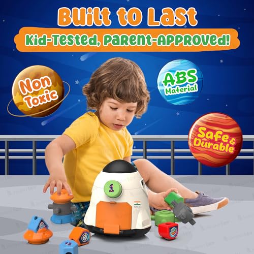 Image of Space Shape Sorter with Changing Shape | Unique Space Theme Stackable Blocks Toy | Activity Toy for 2 Year Kid | Indian Space Theme Inspired | Made in India, 26 Pcs