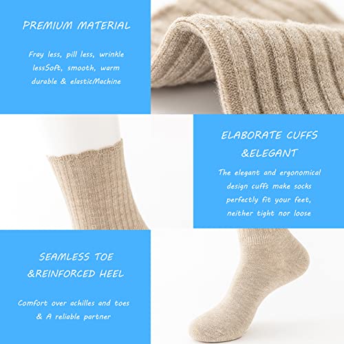 Image of PADFOM Women Thin Cashmere Socks, Soft Socks Women Above Crew Socks 5 Pairs Size 5-9
