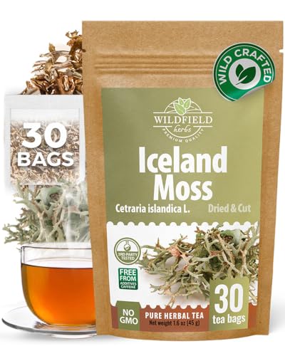 Image of 30 Bags Icelandic Moss Herbal Tea (Cetraria Islandica) - 30 Count 1.5g Bags Dried Iceland Moss Herb Tea