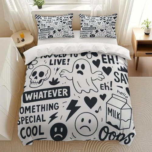 Cisdanoty Whatever Doodles Bedding Comforter Sets Bedding Set 3 Pieces
