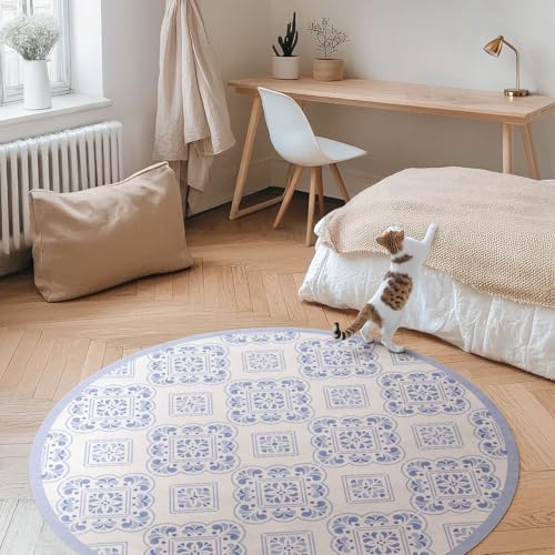 Tapis vinyle ø70 cm style azulejos pour décorer une chambre de bébé